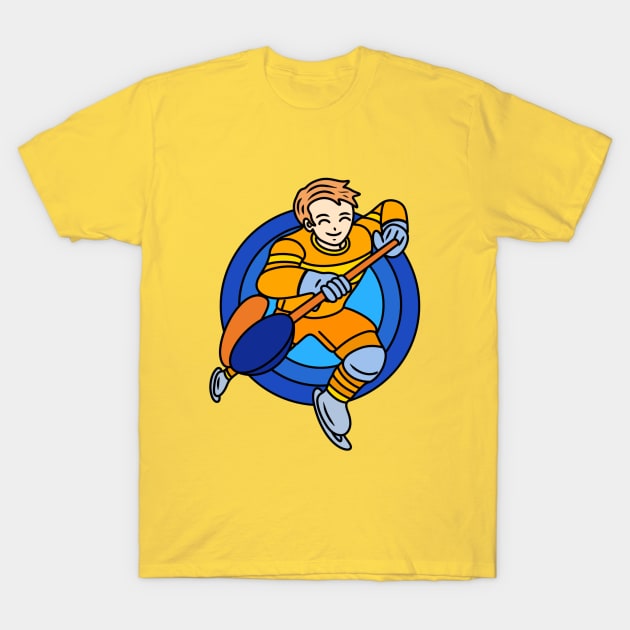 Cartoon ice hockey boy T-Shirt by Andrew Hau